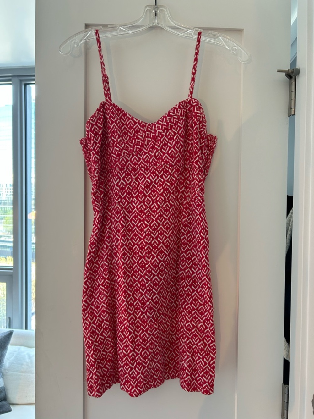 Free People Red Patterned Spaghetti-Strap Mini Dress